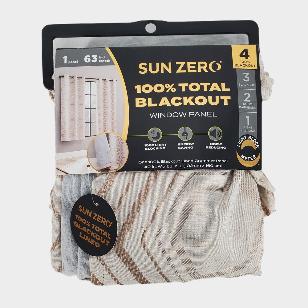 Sun Zero Brevick Taupe 100% Total Blackout Grommet Window Panel 40x63 1 Panel